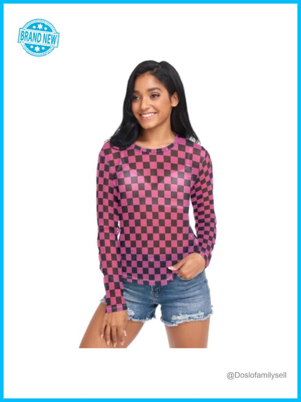 Women's Mesh Long Sleeve Sheer Blouse Clubwear Sexy See Through Top
